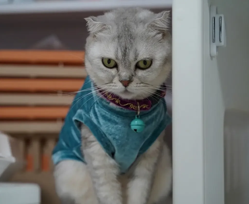 Cat with separation anxiety waiting outside a closed door
