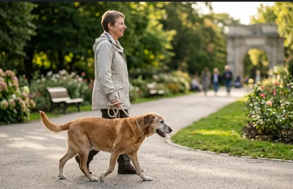 senior dog exercise low impact walks aging dog