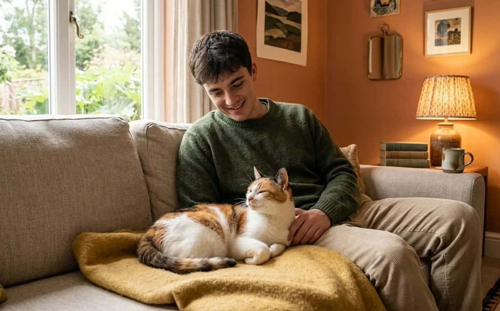 Cat slow blinking as a sign of trust.