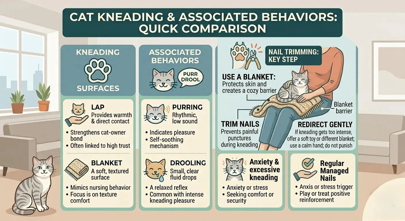 Infographic with tips for handling cat kneading.