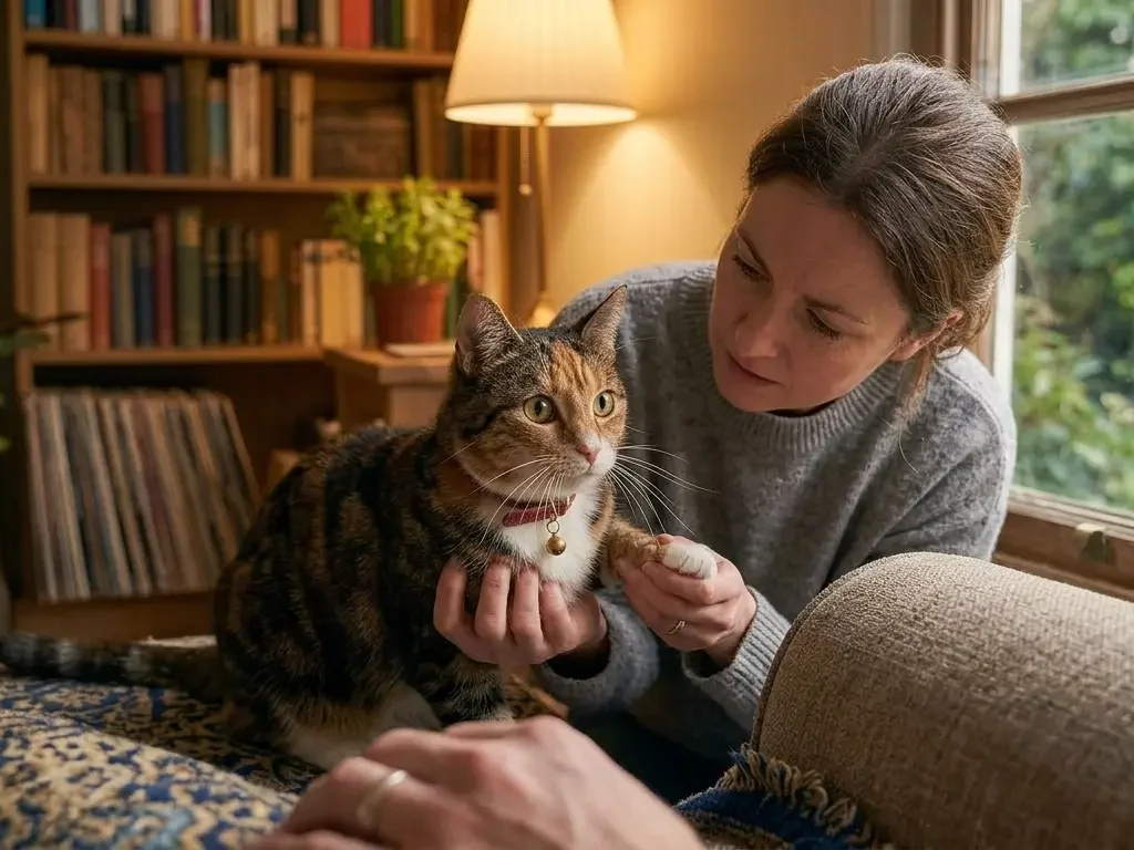 Cat owner observing behavior changes that may need a vet