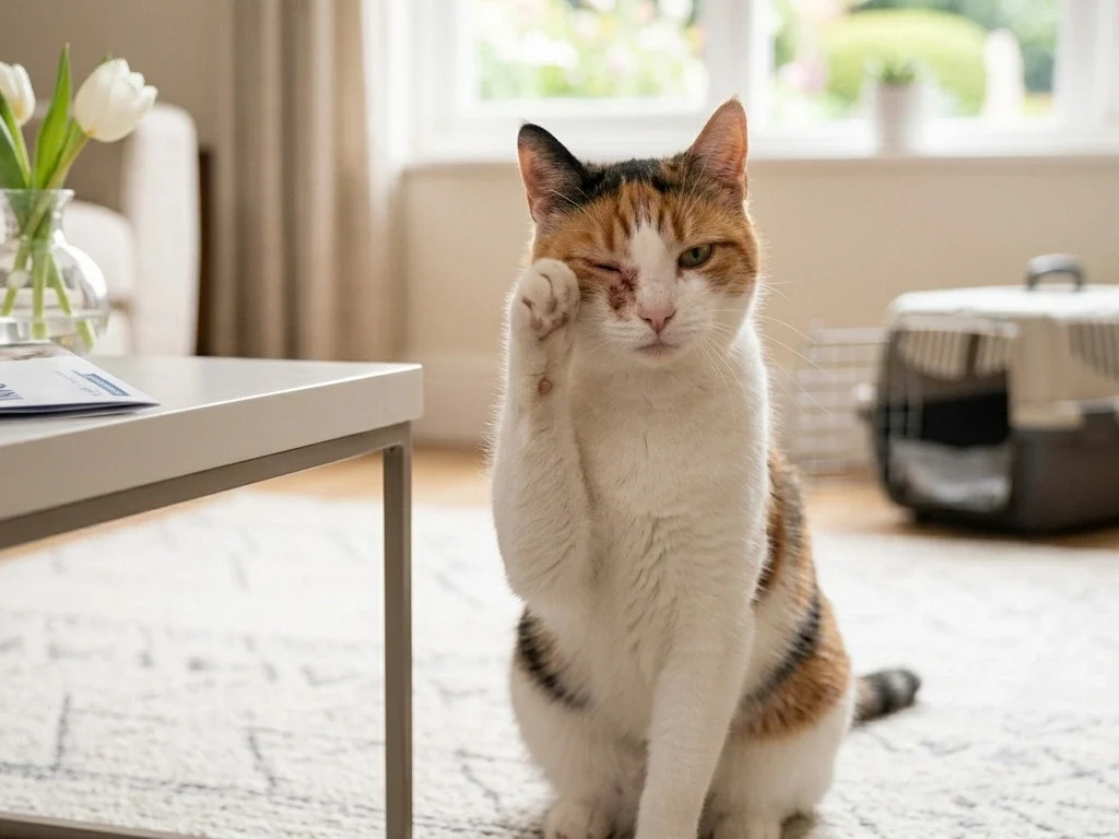 Cat showing possible eye discomfort