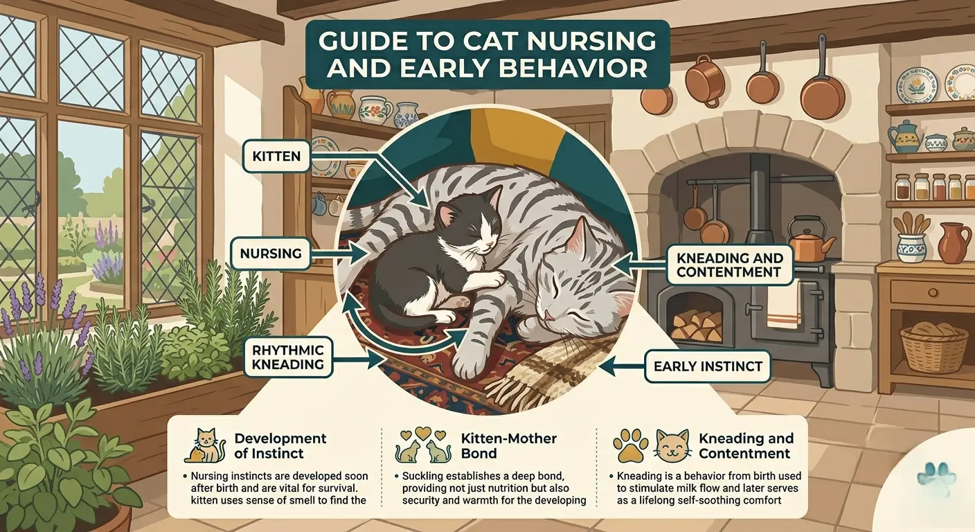 Infographic showing kneading starting in kittenhood