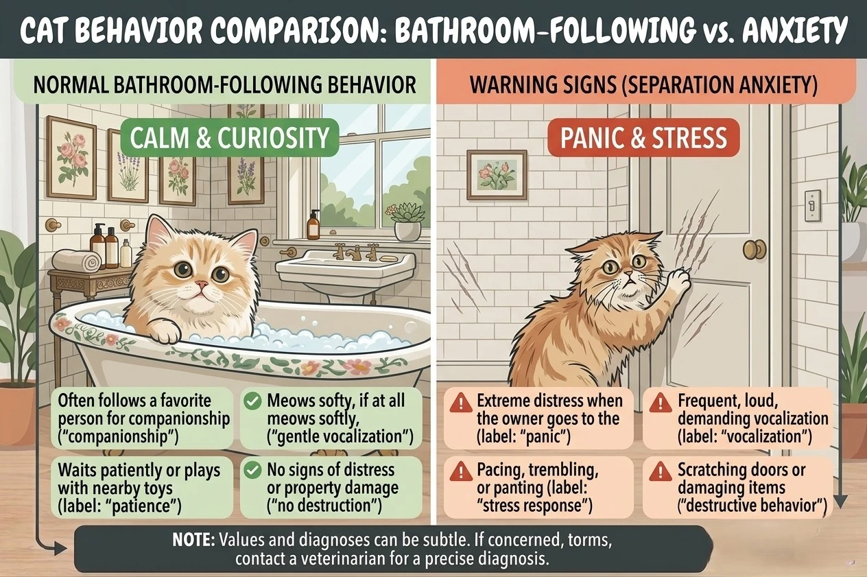 Normal versus concerning cat bathroom-following behavior