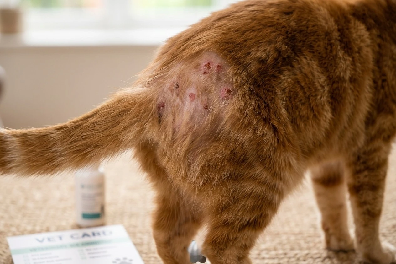 Cat hair loss from flea allergy dermatitis