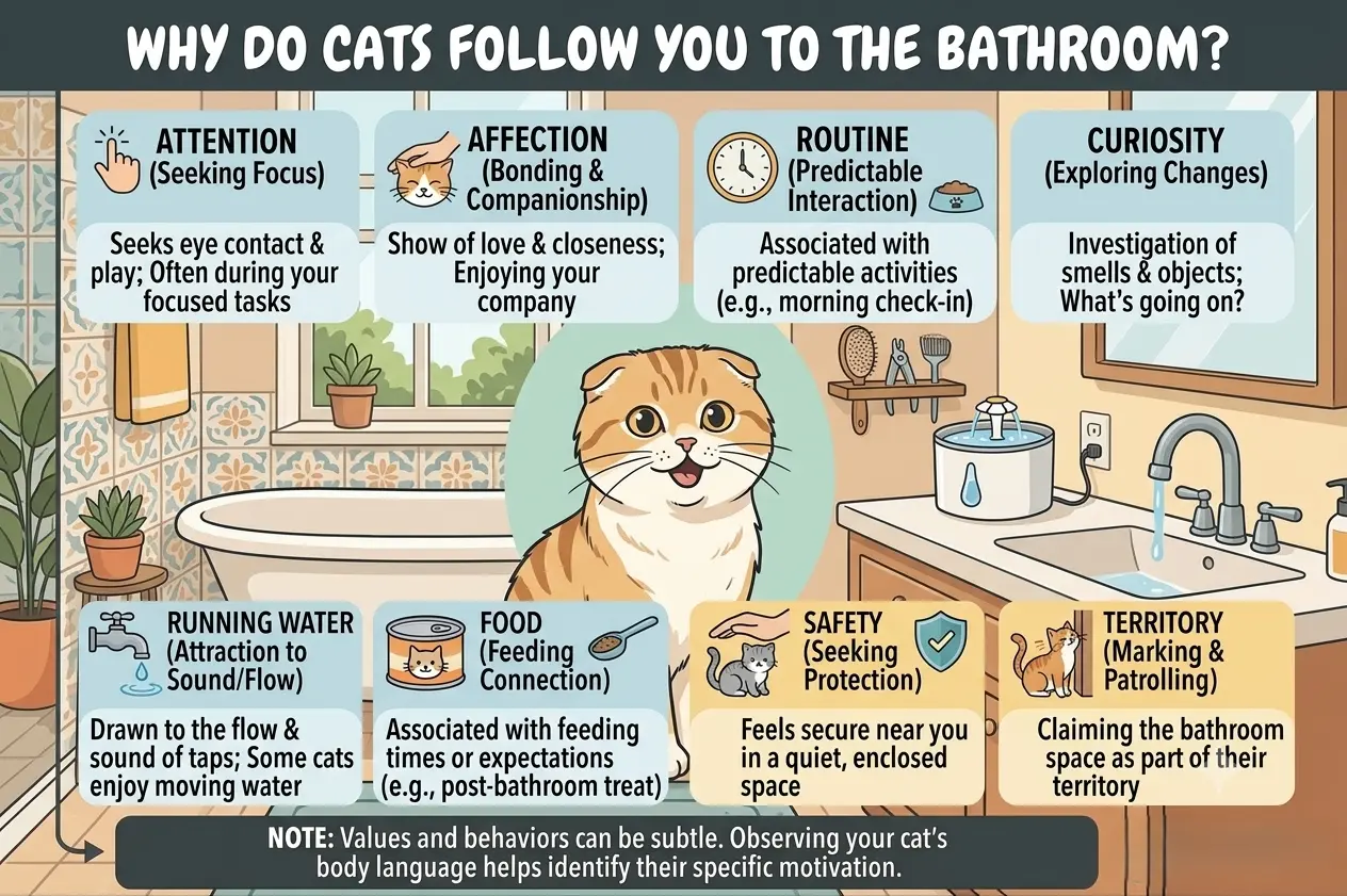 Reasons cats follow owners to the bathroom