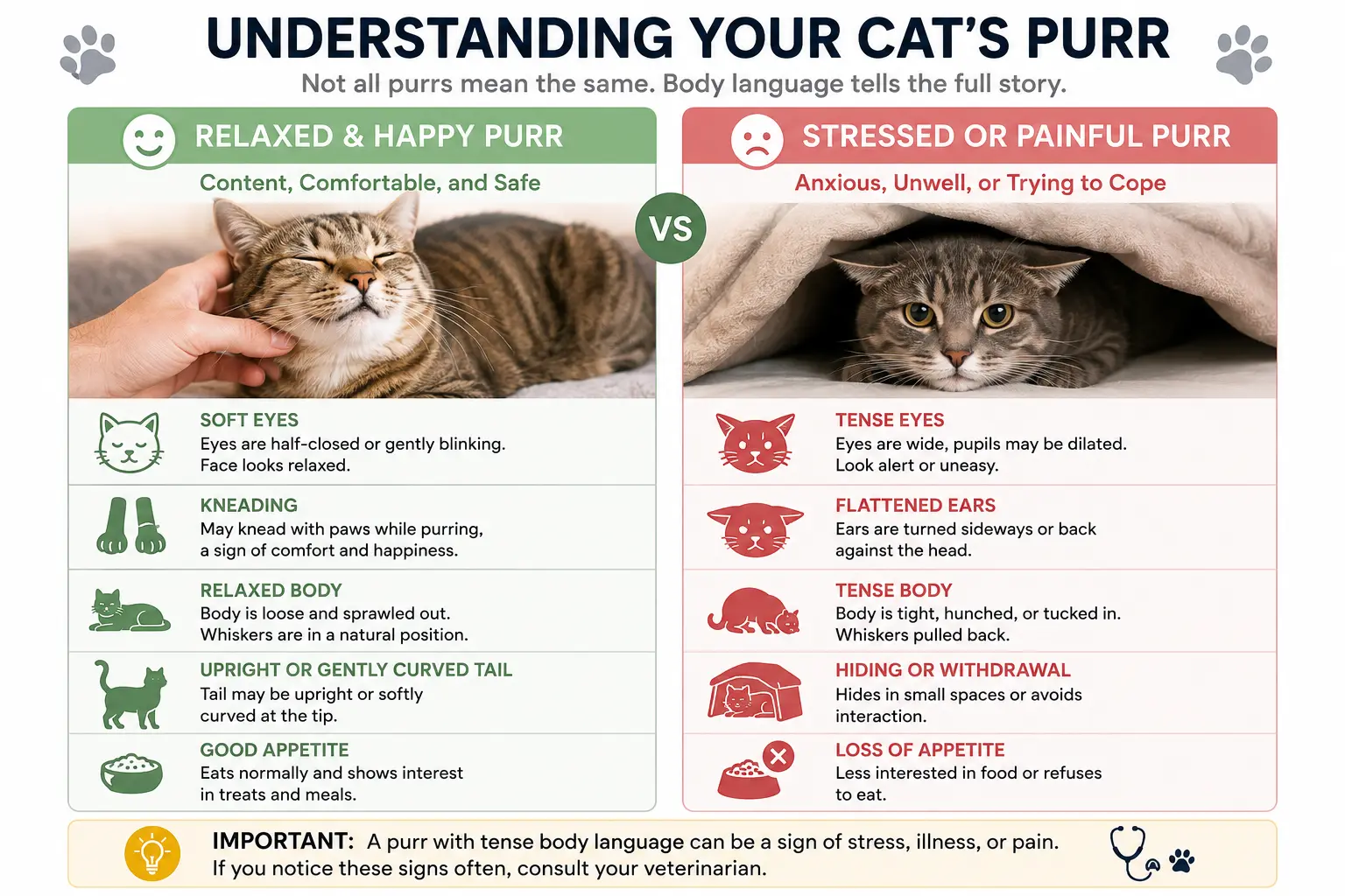 Difference between happy and concerning cat purring