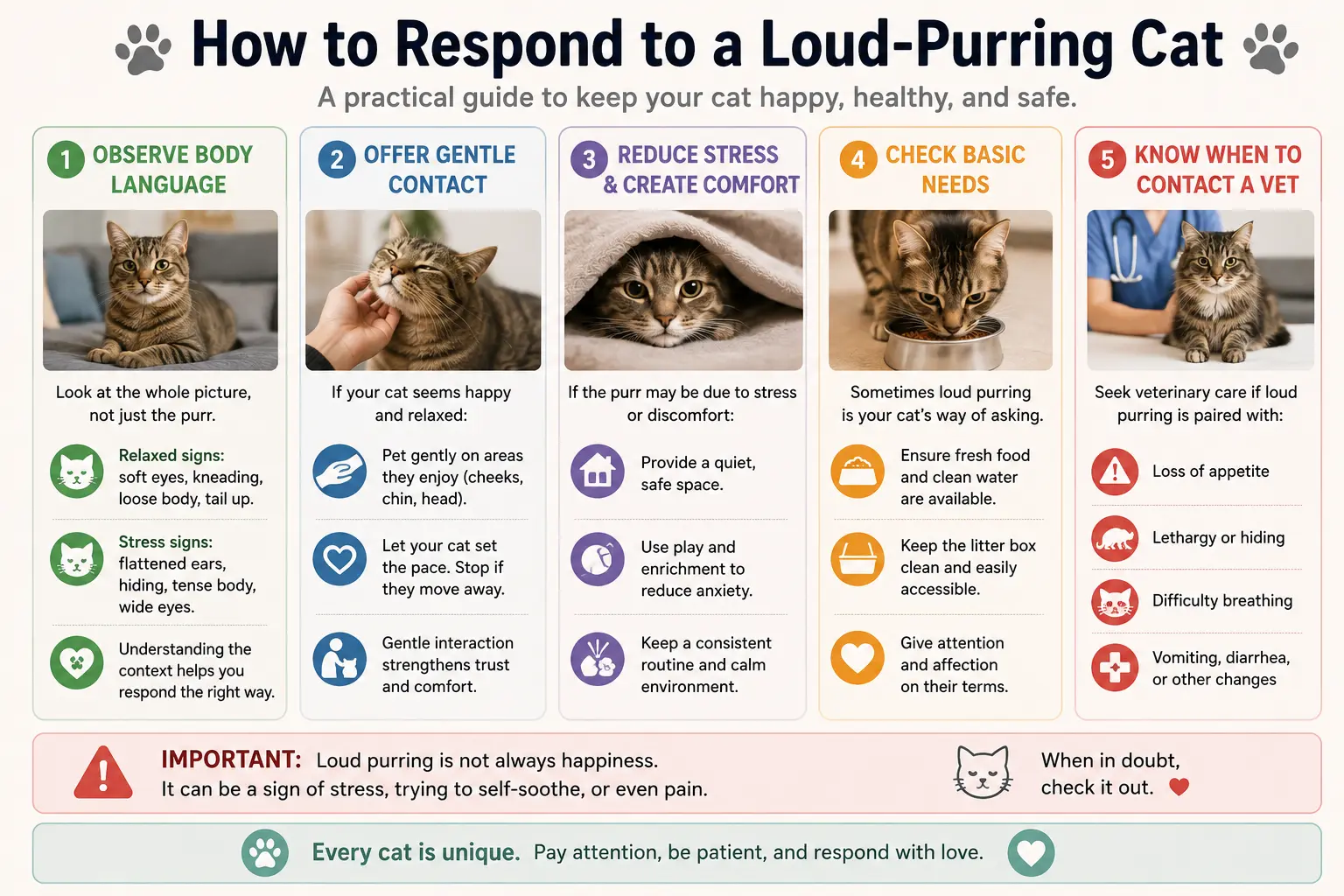How to respond when a cat purrs loudly