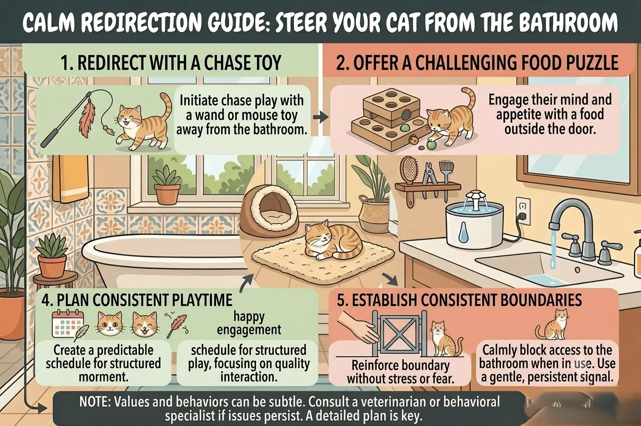 Ways to redirect a cat that follows you to the bathroom