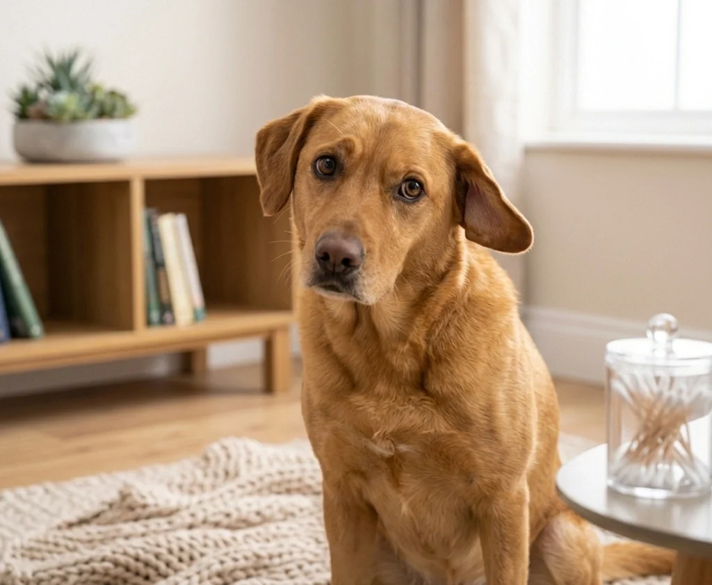 Dog showing signs of a possible ear infection