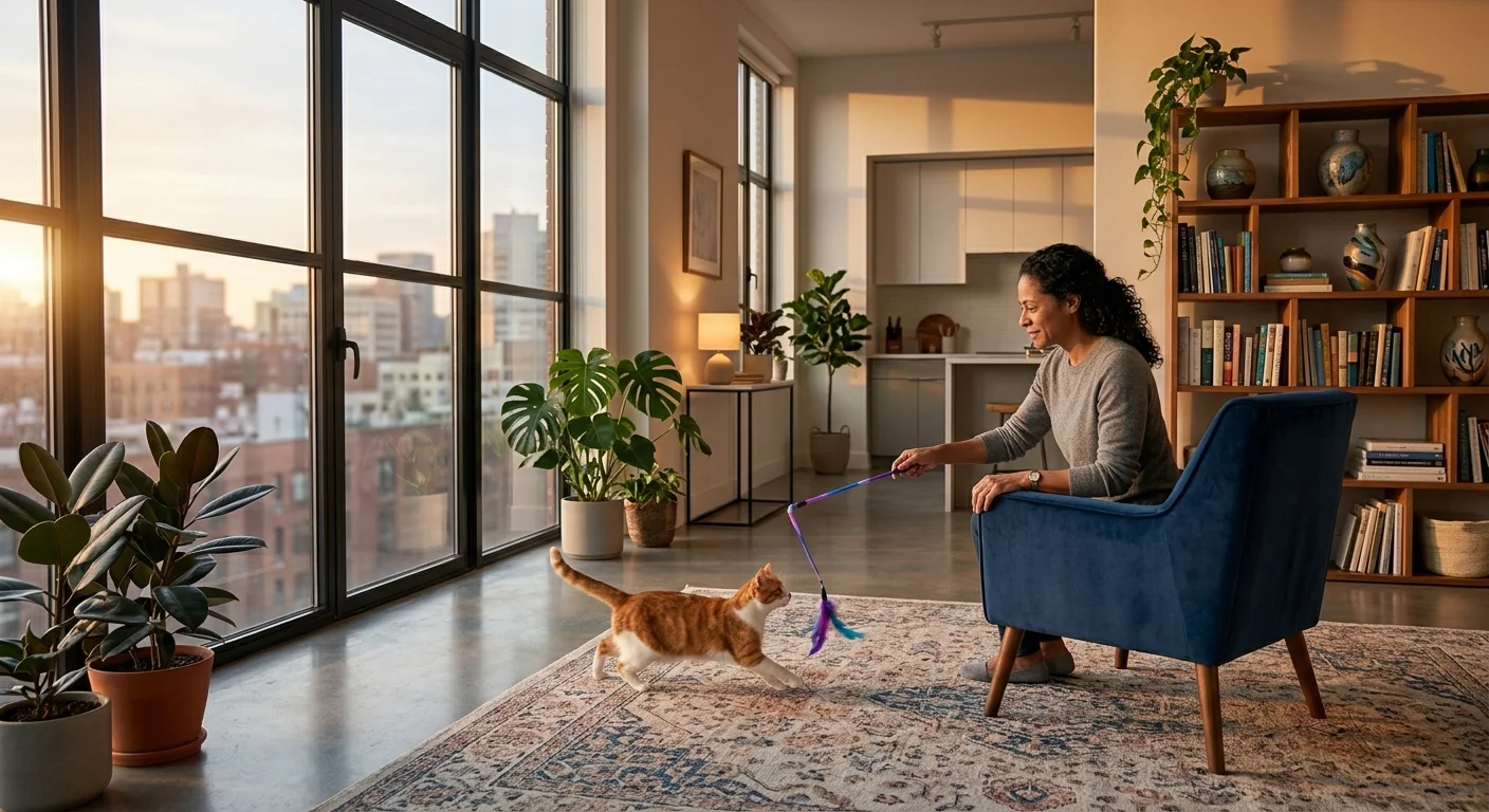 Evening interactive play to reduce a cat’s nighttime energy