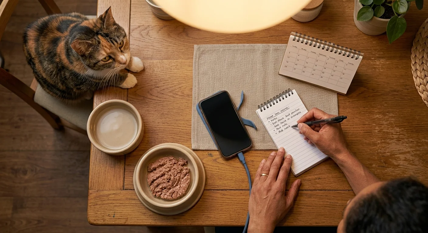 Owner tracking a cat’s food and digestive symptoms