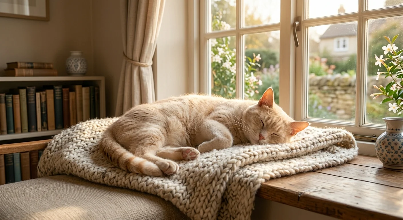 Relaxed cat showing normal comfortable behavior